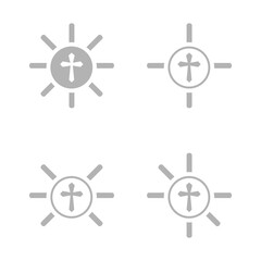 Obraz premium sun icon on white background, cross, vector illustration