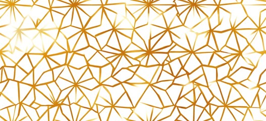 Japanese geometric seamless pattern, with golden lines on a white background