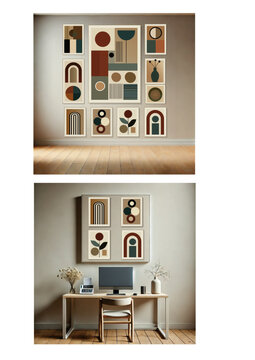 Wall Paper Mid-Century Modern Art Print  Baho Wall Art Bundle Wallz All 000001 .ai