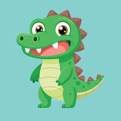 Fototapeta premium Cartoon Crocodile with Friendly Expression