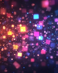 Obraz premium Abstract background with colorful squares and bokeh lights