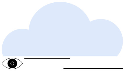 Stylized blue cloud with minimalistic eye design symbolizes connectivity, data storage, and vision. Ideal for technology, security, cloud computing, innovation, surveillance, creativity strategy