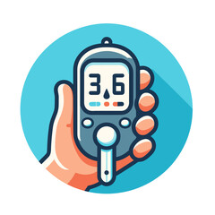 Glucose meter, icon in round badge, color vector, isolated, transparent background 