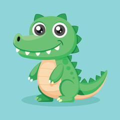 Fototapeta premium Friendly Crocodile Character Digital Artwork