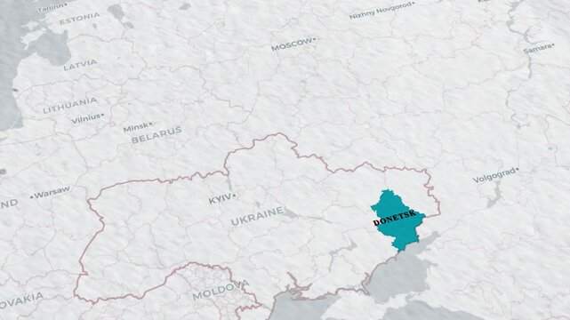 Donetsk Map.Map overview of Donetsk region in Ukraine &ndash; journey through the city