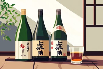 flat vector Japanese sake