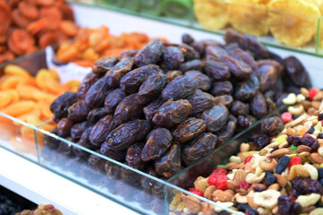 Dried fruits and nuts on sale at the eastern bazaar
