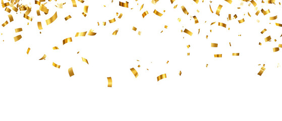 
Gold confetti falling on a white background