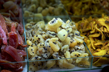 Dried fruits and nuts on sale at the eastern bazaar