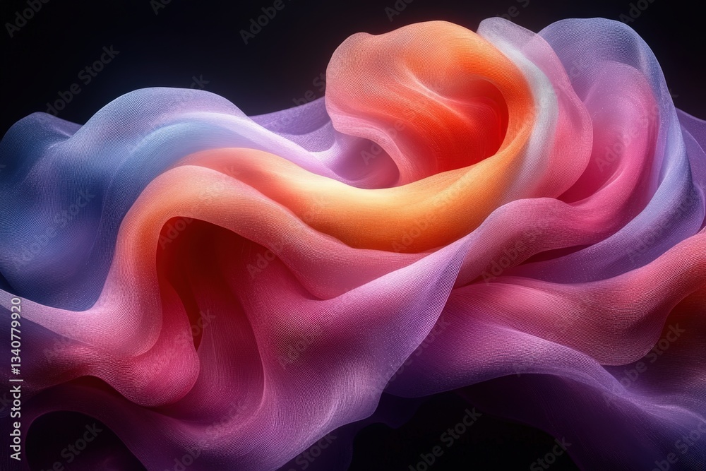 Poster transforming a line graph of stock performance into a mesmerizing swirl of color that represents com