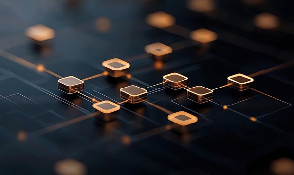 Abstract digital representation of an organizational chart in a modern office setting under soft daylight