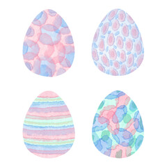 Easter Watercolor Eggs. Cute watercolor illustration in pastel colors for textiles, wrapping paper for Easter celebration
