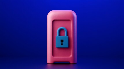 Colorful Digital Safe with Lock on a Blue Background, Symbolizing Security and Protection of Personal Data