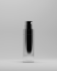 Chrome Silver Cream Dispenser Metallic Finish 3D Illustration