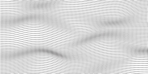 Fototapeta premium Monochrome gradient halftone dots background. Vector illustration. Abstract small grunge dots on white background