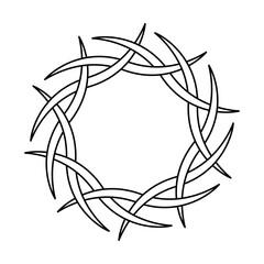 Celtic Knot Circle, Intertwined Symbolic Decorative, Line Art Crown Thorns