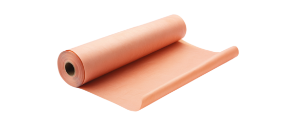 A roll of blank brown wrapping paper on a white background