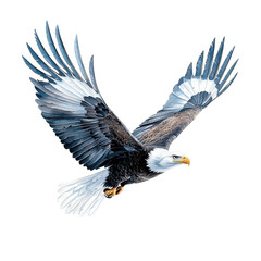 Obraz premium isolated transparent Background. Majestic bald eagle soaring with detailed feathers and sharp gaze