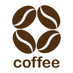 Coffee beans minimal logo design. Black and white retro vector illustration.