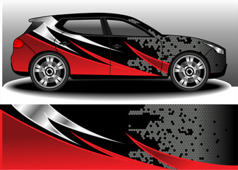Obraz premium racing sporty car wrap decal vinyl sticker rally livery design abstract red stripe