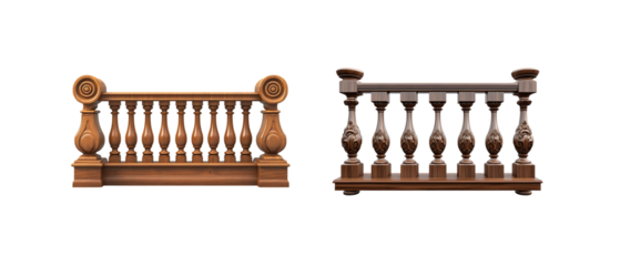 
Wooden balustrade isolated on a white background