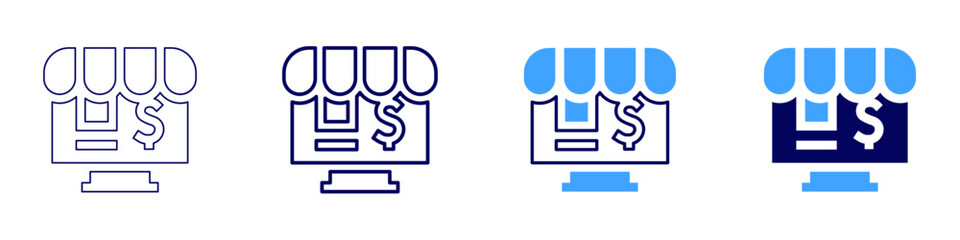 Augmented reality store icon in 4 different styles. Thin Line, Line, Bold Line, Duotone. Duotone style. Editable stroke