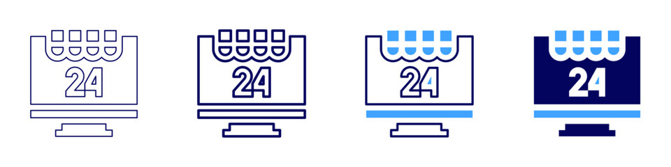 Automated upsell flows icon in 4 different styles. Thin Line, Line, Bold Line, Duotone. Duotone style. Editable stroke