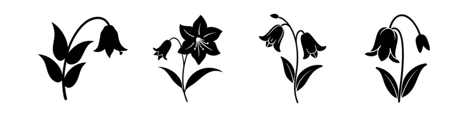 bluebell flower icon, bluebell flower silhouette vector illustration-simple silhouette illustration of bluebell flower, perfect for bluebell flower logos and icons