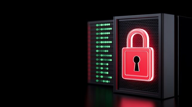 Digital Security Concept with Lock and Binary Data Displaying Cybersecurity and Protection in Modern Technology