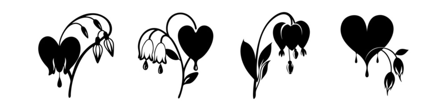 bleeding heart flower icon, bleeding heart flower silhouette vector illustration-simple silhouette illustration of bleeding heart flower, perfect for bleeding heart flower logos and icons