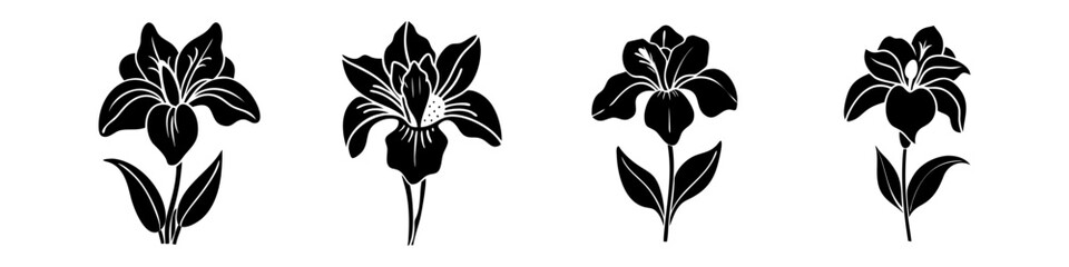 iris flower icon, iris flower silhouette vector illustration-simple silhouette illustration of iris flower, perfect for iris flower logos and icons