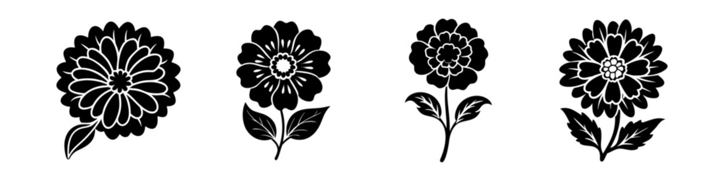 marigold flower icon, marigold flower silhouette vector illustration-simple silhouette illustration of marigold flower, perfect for marigold flower logos and icons