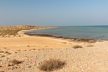 View of the coast of Sajid Island and the Red Sea. Farasan islands. Saudi Arabia. Asia.