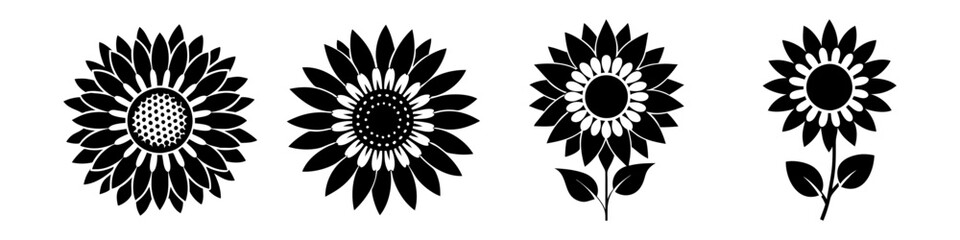 sunflower flower icon, sunflower flower silhouette vector illustration-simple silhouette illustration of sunflower flower, perfect for sunflower flower logos and icons