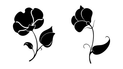 sweet pea flower icon, sweet pea flower silhouette vector illustration-simple silhouette illustration of sweet pea flower, perfect for sweet pea flower logos and icons