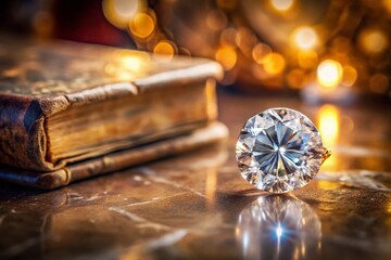 Sparkling Diamond Close-up: Luxury Jewelry on Marble with Elegant Background