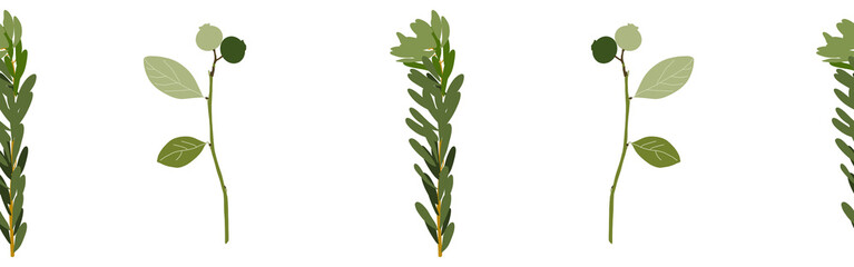 Leaves border on a white background. Hand-drawn illustration. Perfect for spring and summer.	