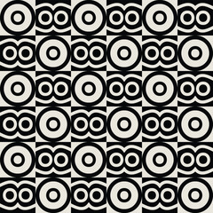 Seamless mid century floral geometric pattern in black and white. Graphical illustration for a unique wall decor, textiles and interior design.