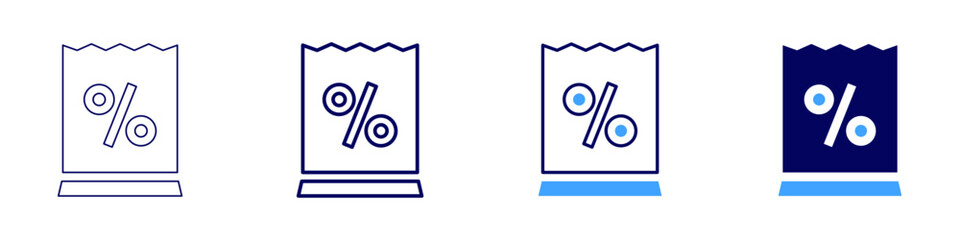 Influencer discount icon in 4 different styles. Thin Line, Line, Bold Line, Duotone. Duotone style. Editable stroke