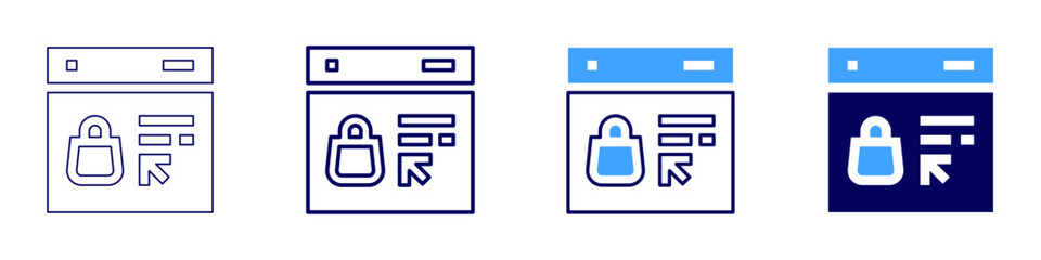 Instant checkout links icon in 4 different styles. Thin Line, Line, Bold Line, Duotone. Duotone style. Editable stroke