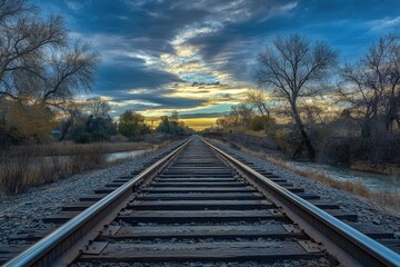 Fototapeta premium Fair Oaks Bridge Over American River: Elegant Architecture in Nature's Blue Landscape