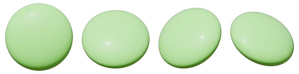 Light green sugar-coated candies or chocolates in 3D illustration style