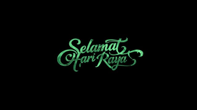 Selamat Hari Raya Animated Lettering Green, Eid Mubarak Green, Appropriate for Muslims worldwide to use