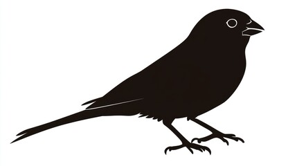 Obraz premium Finch Silhouette. Bird Perched on Branch in Nature Silhouette Background