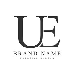 UE trendy logotype template. Initial letter u and e classic font style. Creative logo for company name or identity.