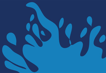 Blue water splash on a blue background. Vector illustration, flat design.