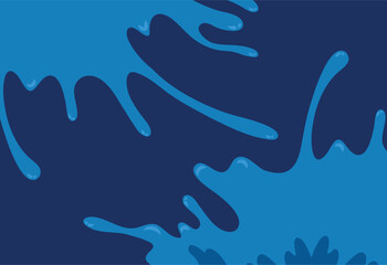 Blue paint splashes on a dark blue background, vector illustration.