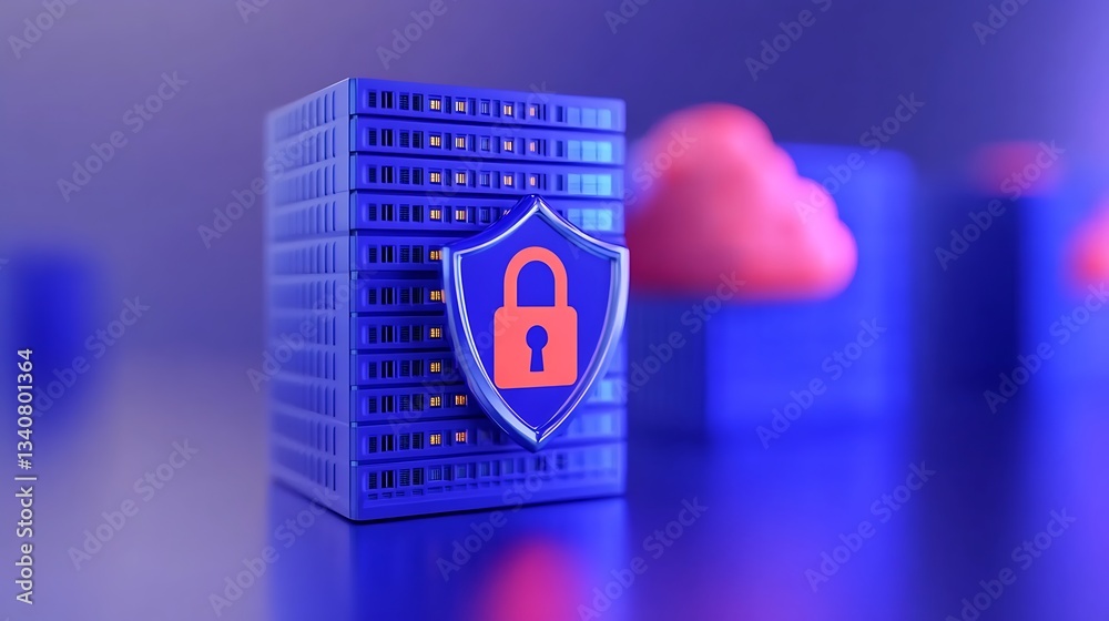 Poster modern data security concept with cloud computing and shield icon representing cyber protection and 