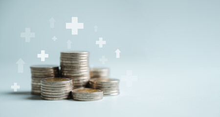 Financial retirement plan. Planning saving investment. Finance of save pension in insurance plan.