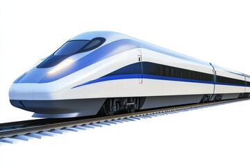 A high-speed bullet train isolated on a white background, emphasizing its aerodynamic shape and advanced technology